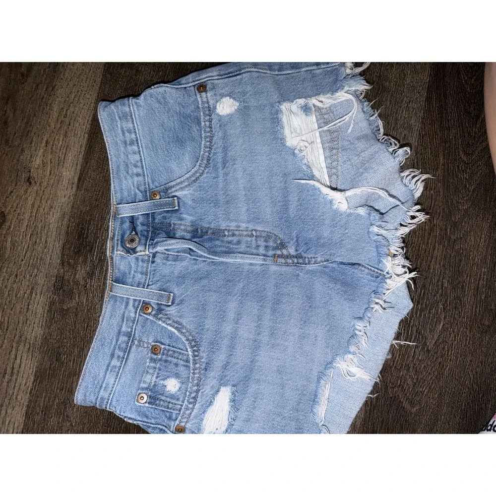 Levis Shorts Womens 24 blue Denim 501 Cut Off Premium Button Fly Size 24